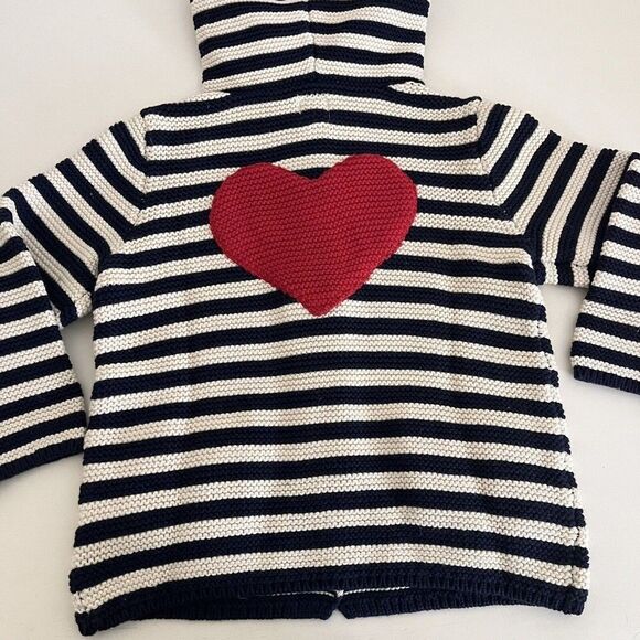 Baby Gap Love Garter Sweater Cardigan Navy Striped Red Heart 18-24 Months NWT - Picture 10 of 12